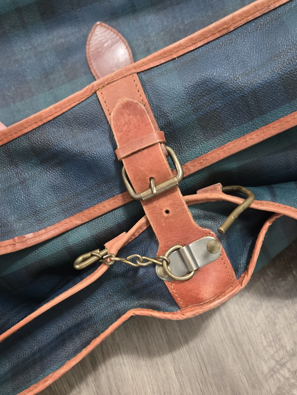 Vintage Polo Ralph Lauren Blackwatch Plaid Garment Bag COMPLETE Hook Strap Brush